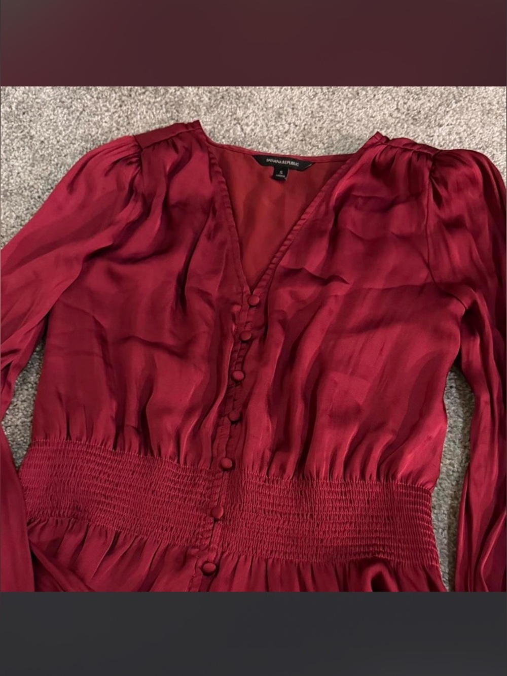 Banana Republic Wine-Red Satin Button Front Blouse
